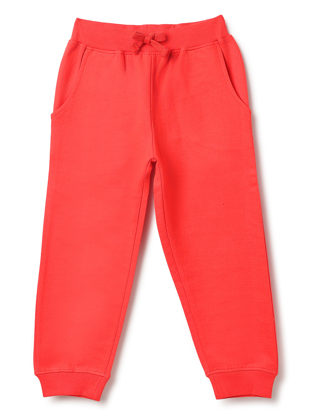 Unisex Red Solid Fleece Hooded Co-ord Set