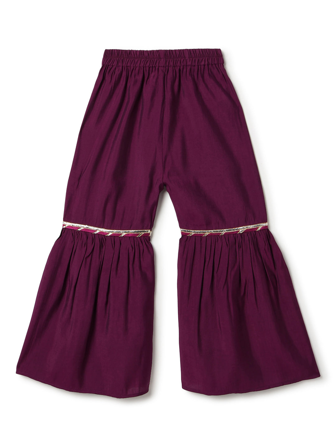 Girls Purple Floral Print Kurta & Sharara Set