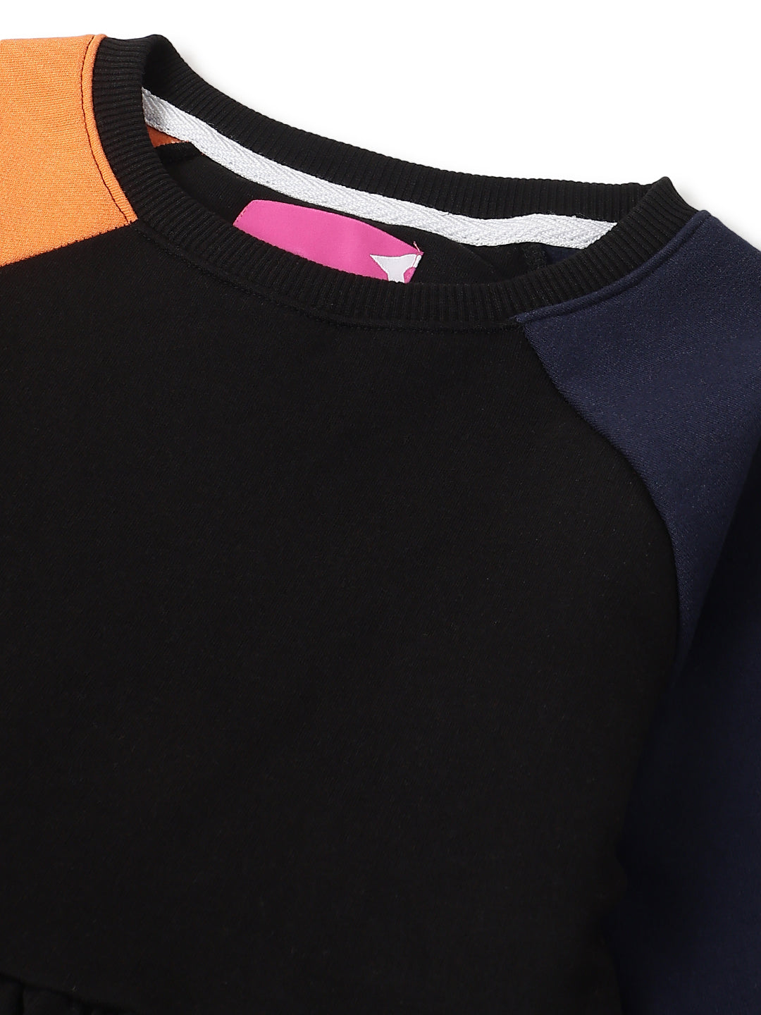 Girls Black Flared Knit Cotton Dress