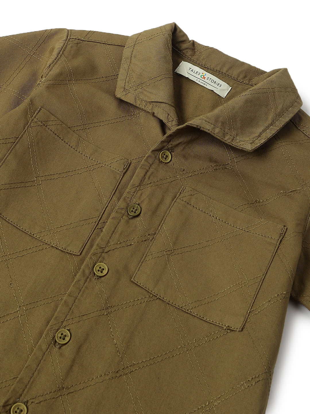 Boys Olive Shirt and Shorts Clothing Set