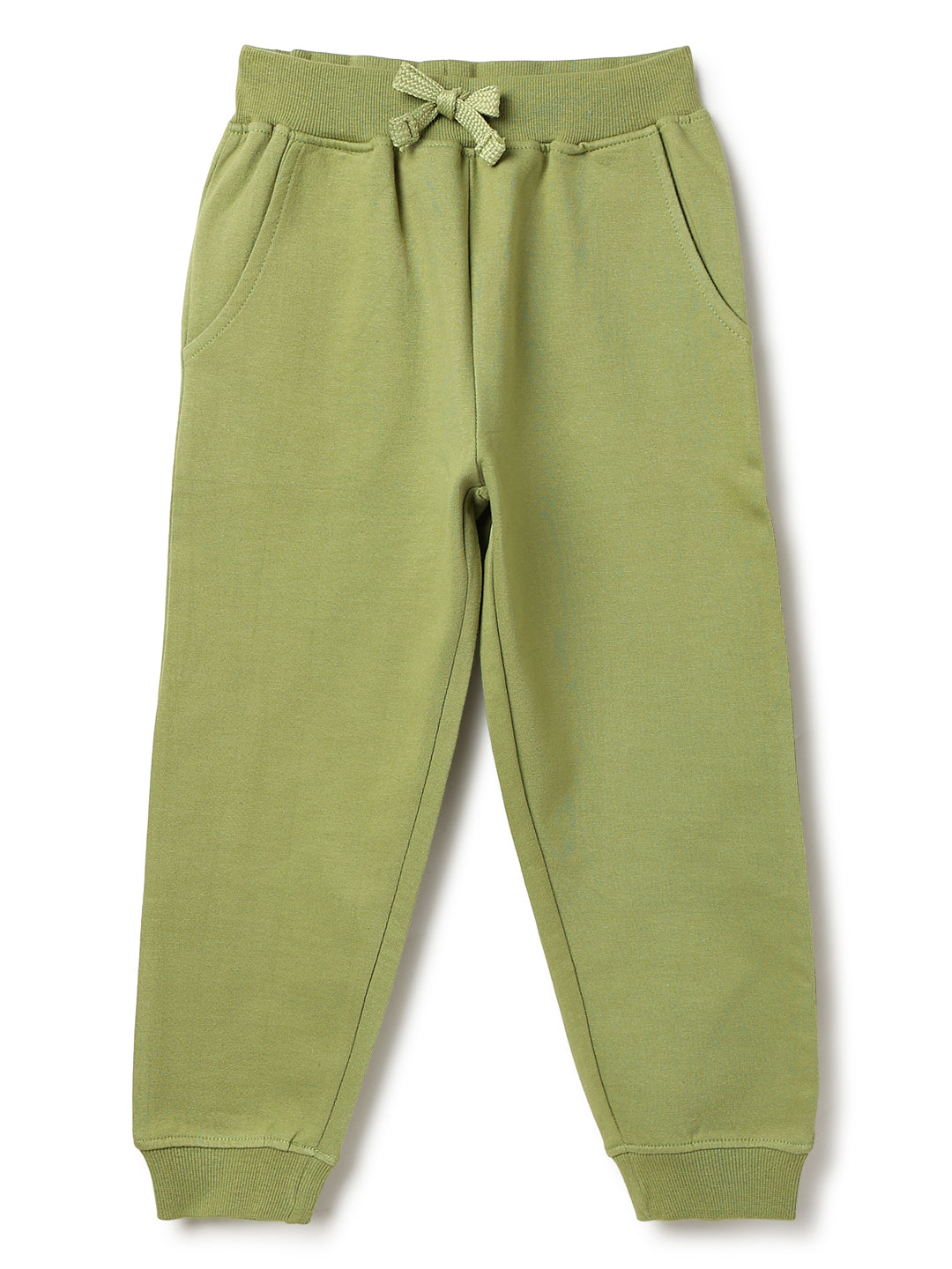 Unisex Olive Solid Fleece Hooded Co-ord Set