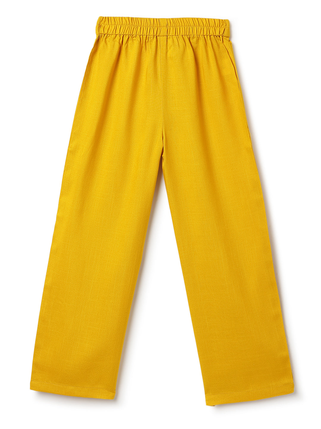Girls Yellow Printed Kaftan & Pant Set