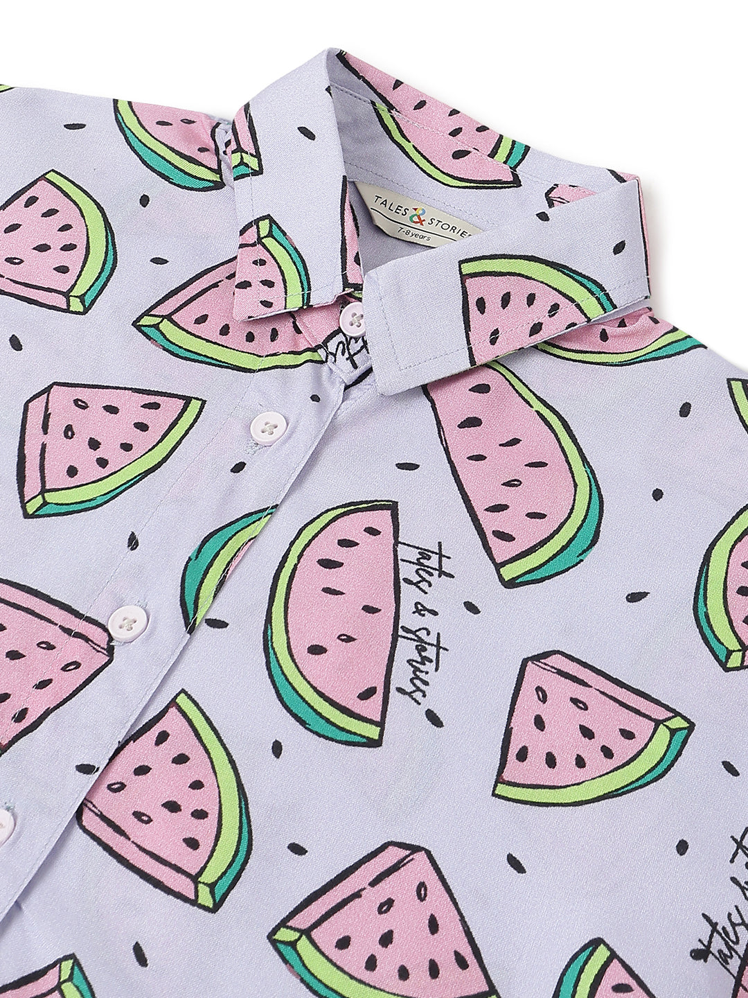 Girls Purple Printed Crop Shirt