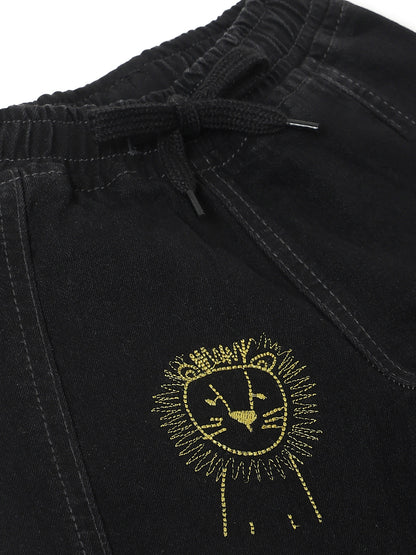 Boys Black Denim Jogger
