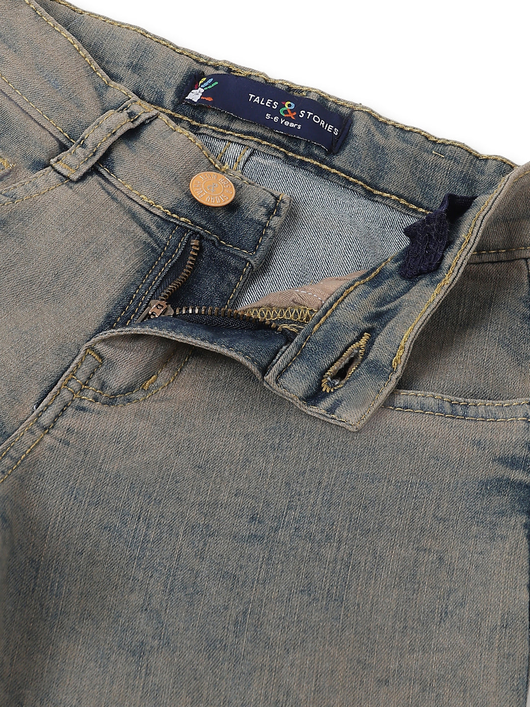 Boys Khaki Tint Denim Dad Fit Jeans