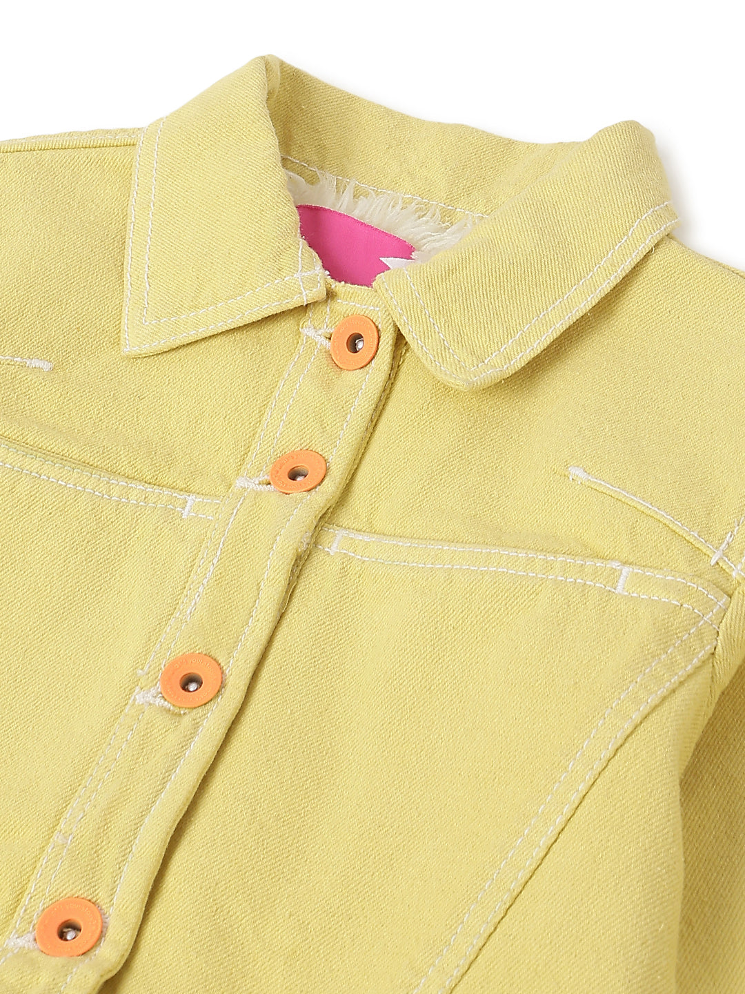 Girls Yellow Cotton Jacket