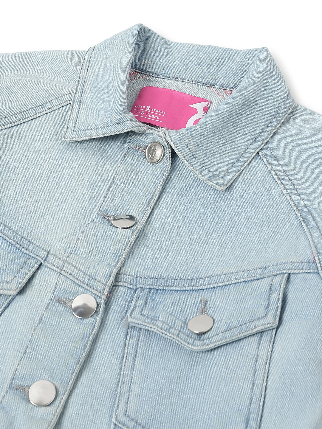 Girls Light Blue Denim Oversized Fit Jacket