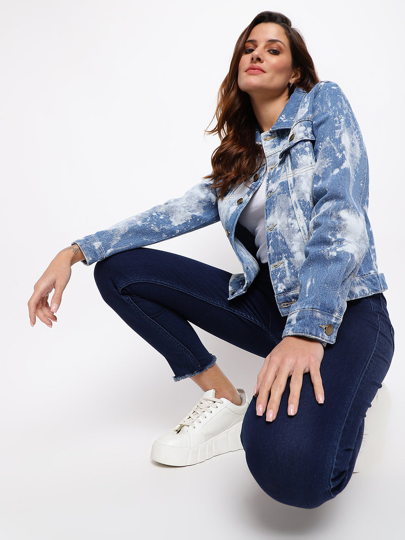 Women Tie & Dye Denim Jacket