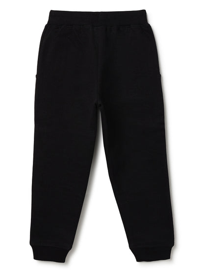 Unisex Black Solid Fleece Hooded Co-ord Set