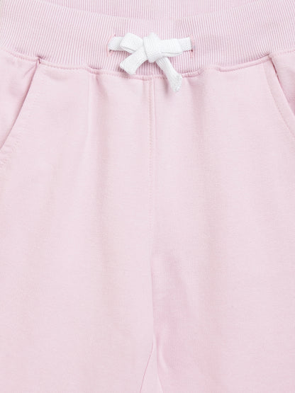 Boys & Girls Cotton Solid Pink Lounge Set