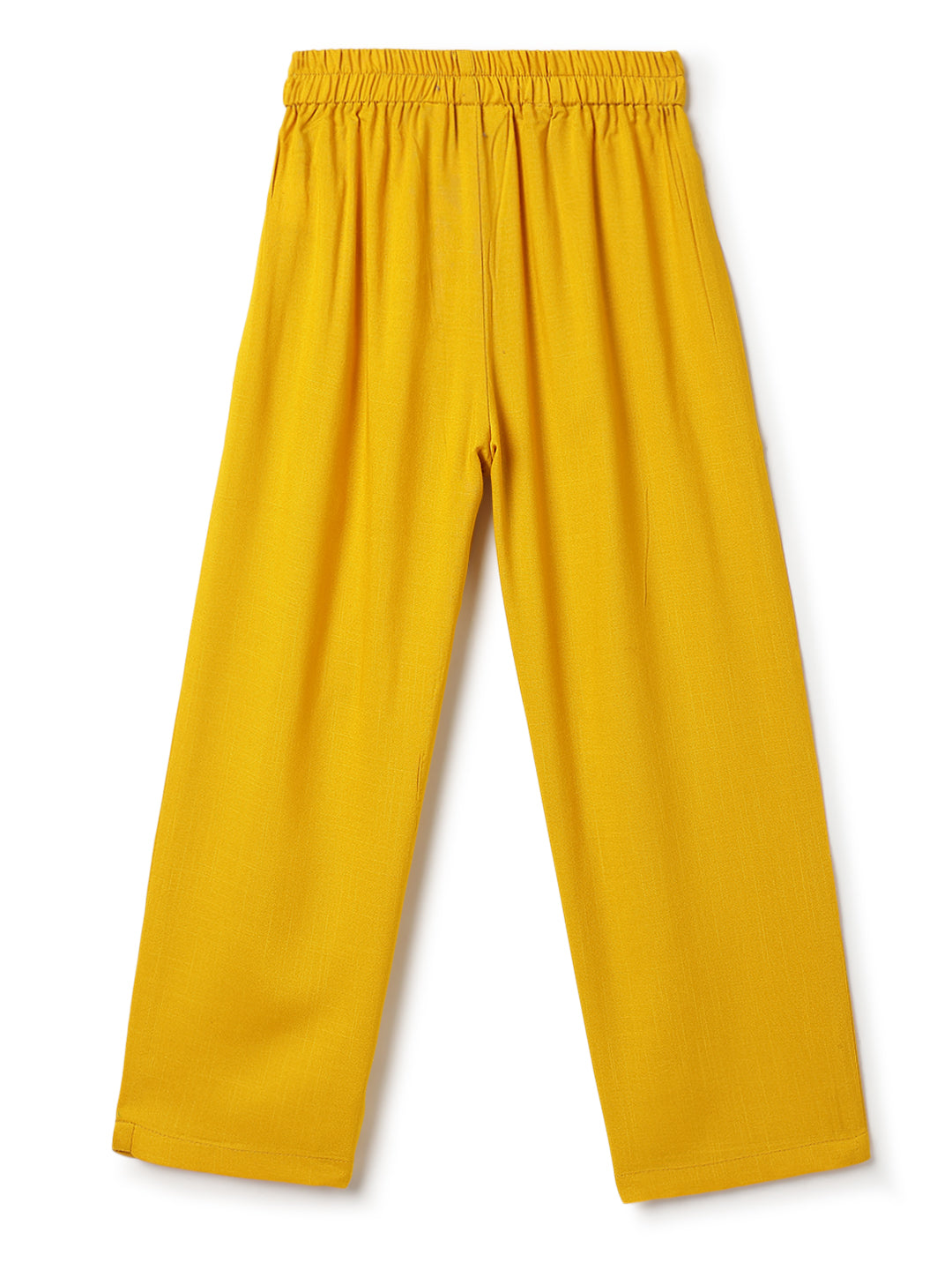 Girls Yellow Printed Kaftan & Pant Set