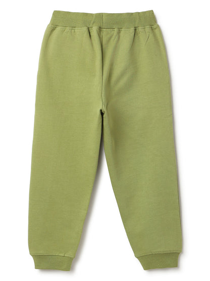 Unisex Olive Solid Fleece Hooded Co-ord Set