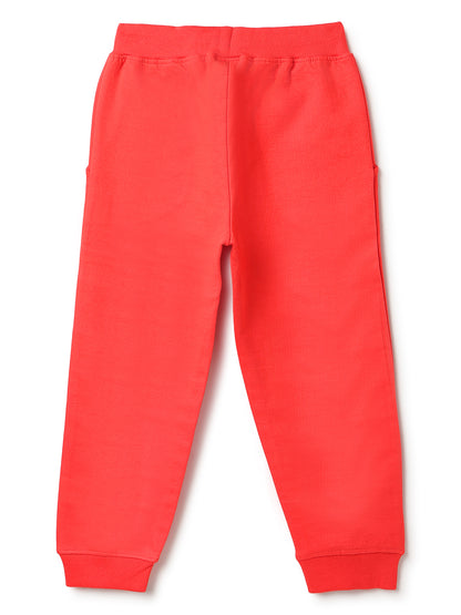 Unisex Red Solid Fleece Hooded Co-ord Set