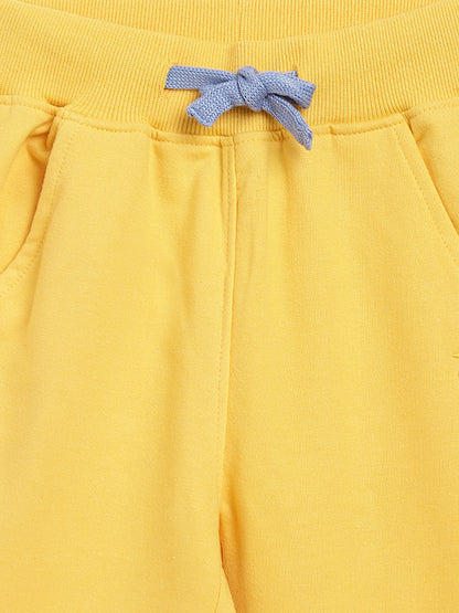 Boys & Girls Cotton Solid Yellow Lounge Set