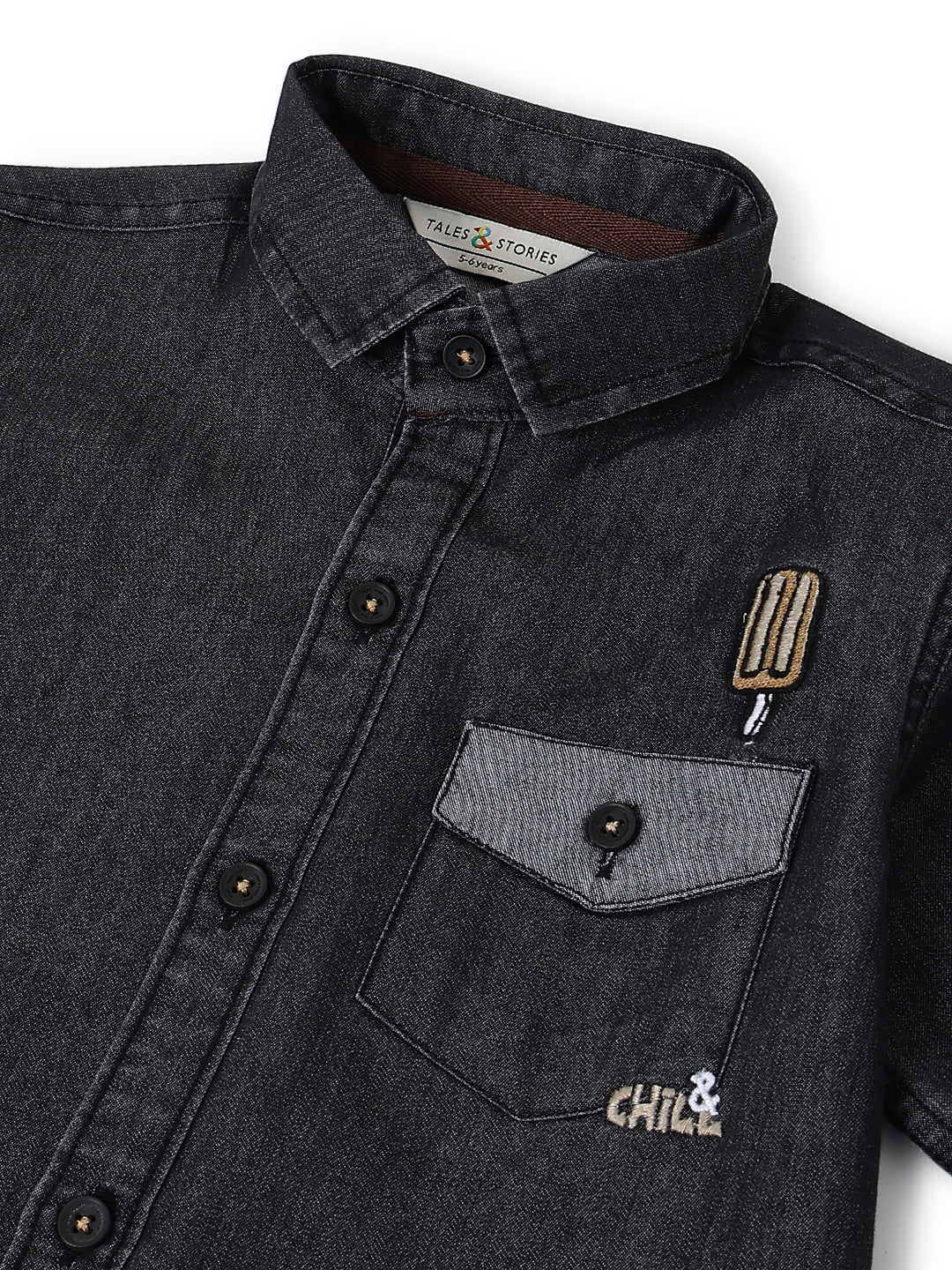 Boys Cotton Black Shirt with Blue Denim Jeans Set