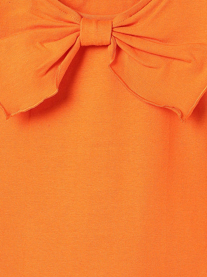 Girls Orange Sleeveless Crop Top