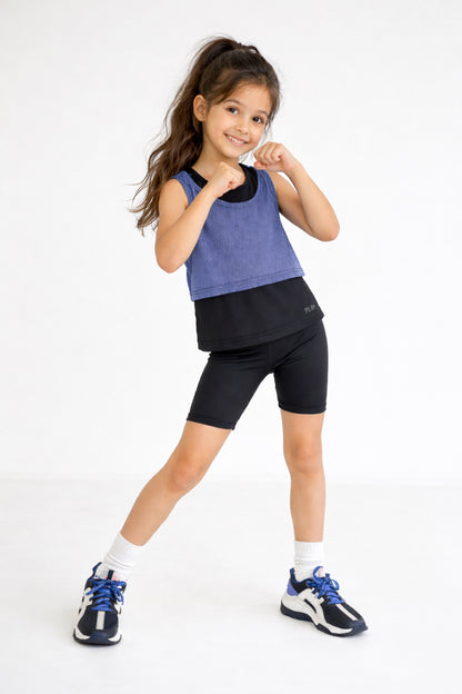Girls Black & Blue Sleevless T-Shirt