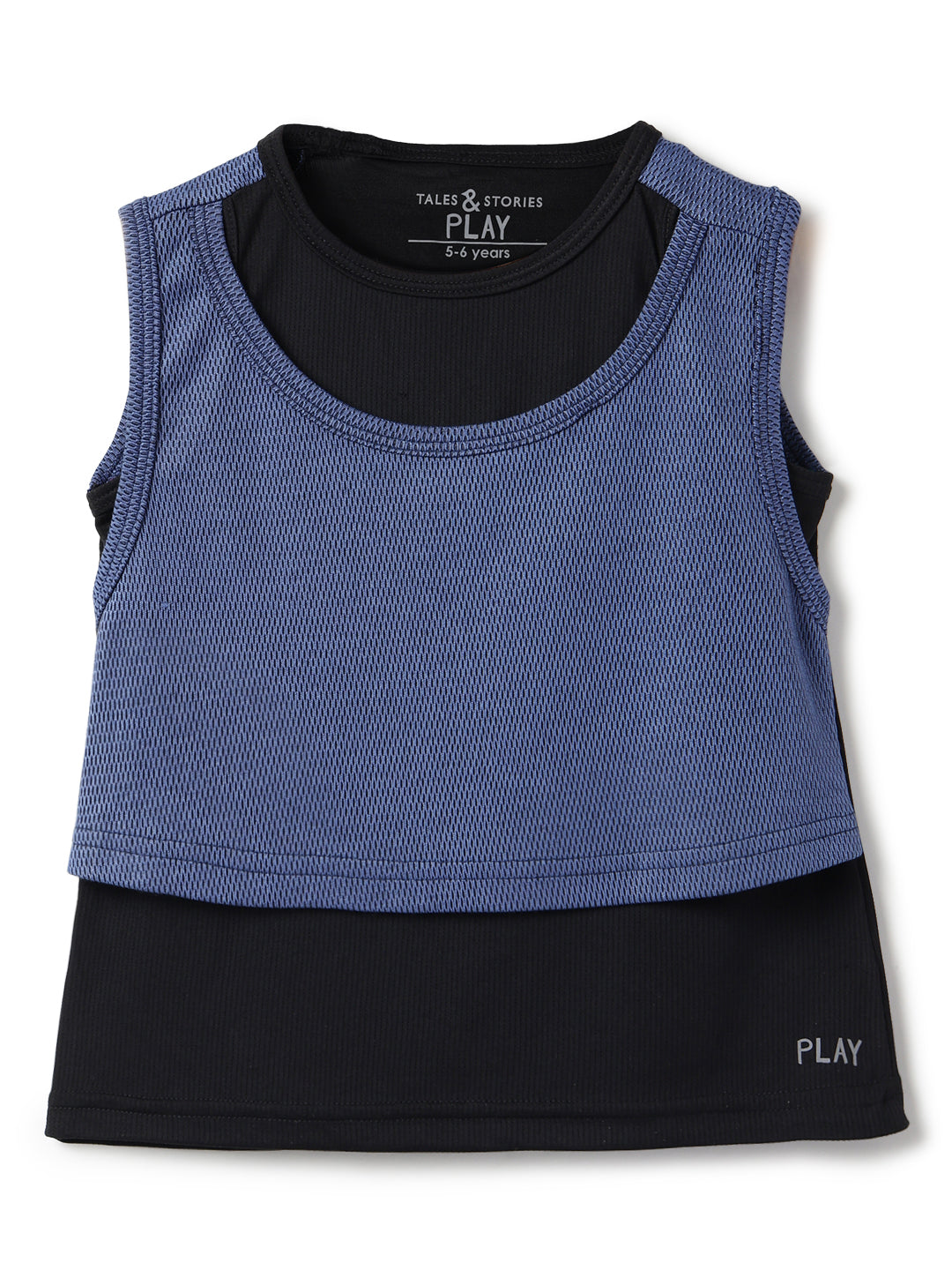 Girls Black & Blue Sleevless T-Shirt