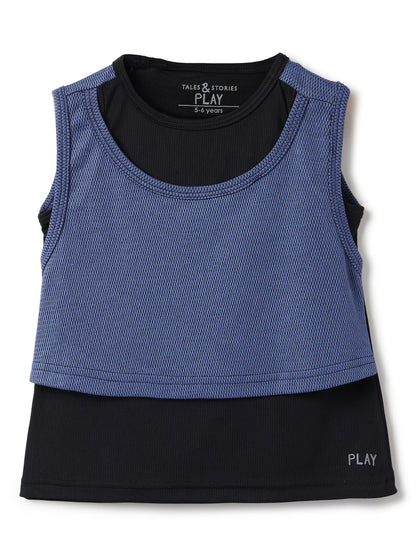 Girls Black & Blue Sleevless T-Shirt
