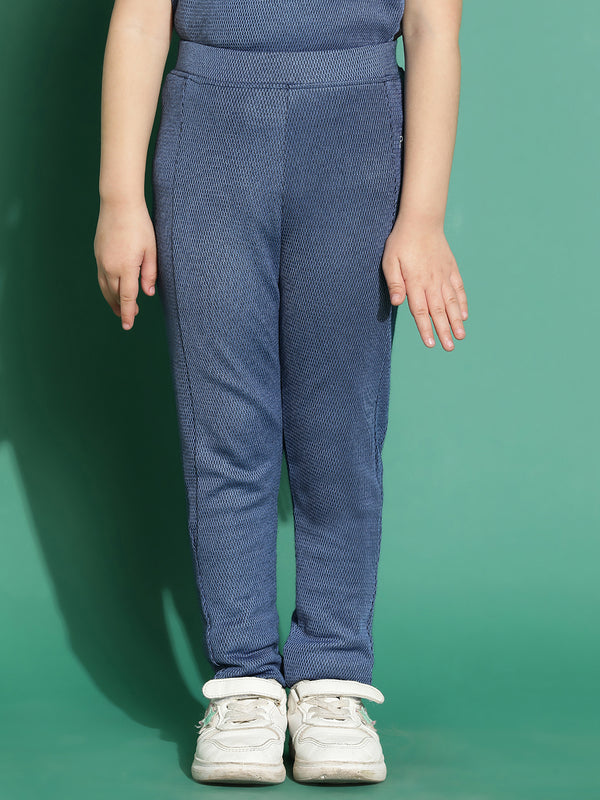 Girls Polyester Blue Slim Fit Leggings