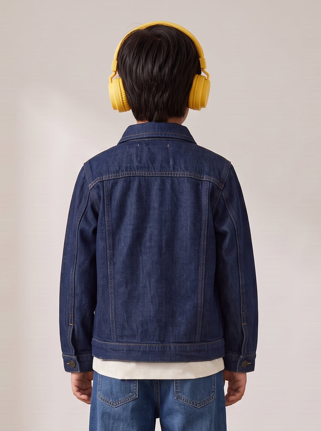 Girls & Boys Unisex Kids Dark Blue Denim Jacket