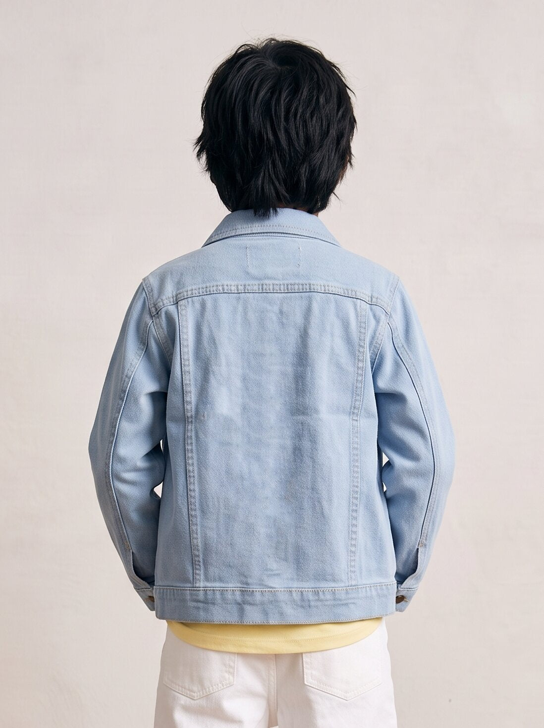 Boys & Girls Unisex Light Blue Denim Badge Regular Fit Jacket