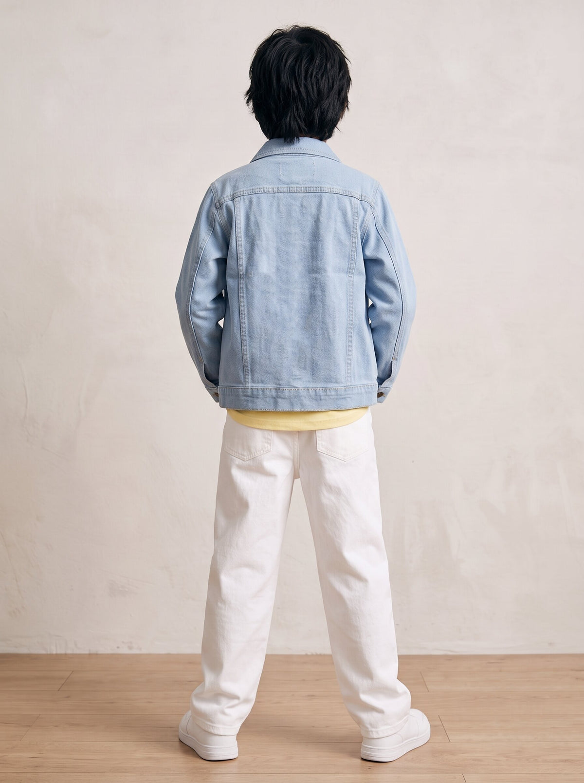Boys & Girls Unisex Light Blue Denim Badge Regular Fit Jacket
