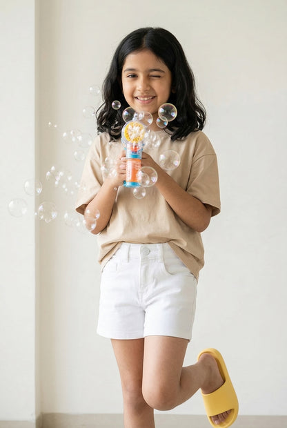 Girls White Washed Lycra Regular Fit Above Knee Shorts