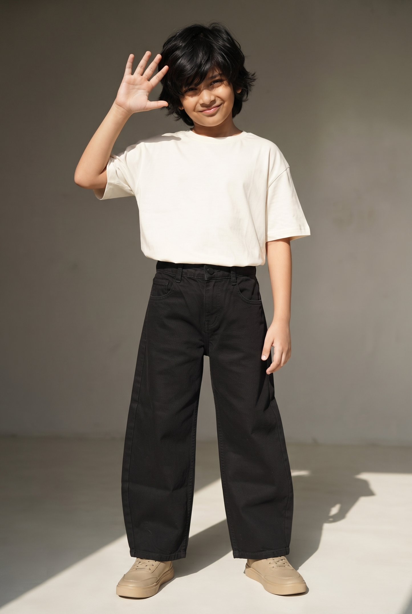 Girls & Boys Unisex Denim  Black Stretchable Balloon Fit Jeans