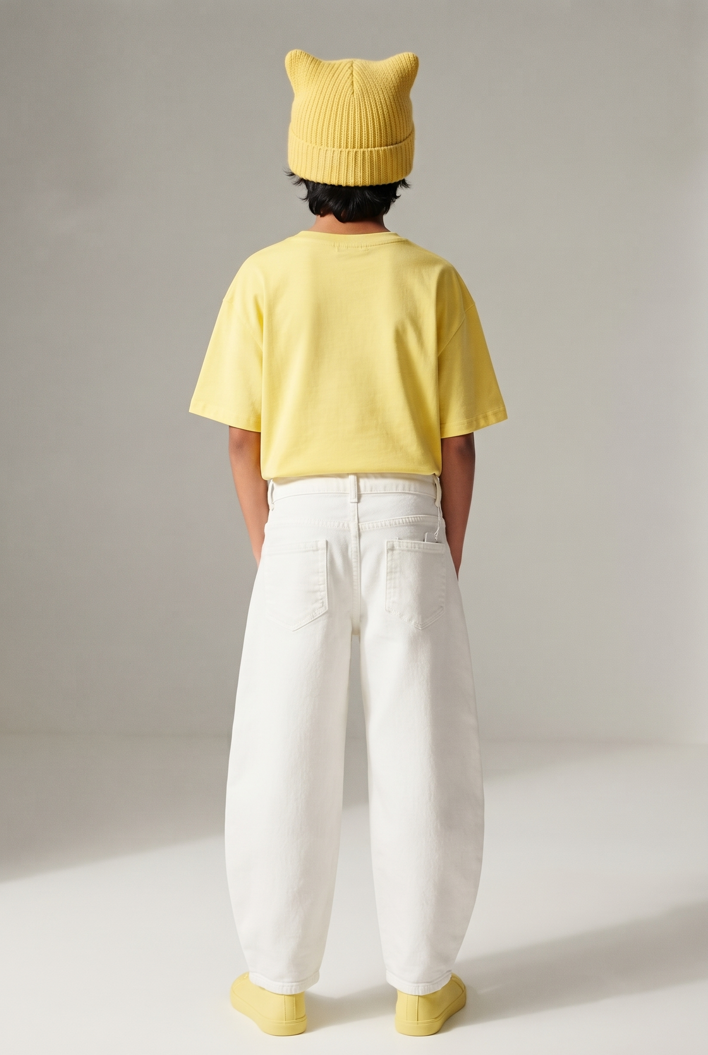 Boys & Girls Unisex White Stretchable Balloon Fit Denim Jeans