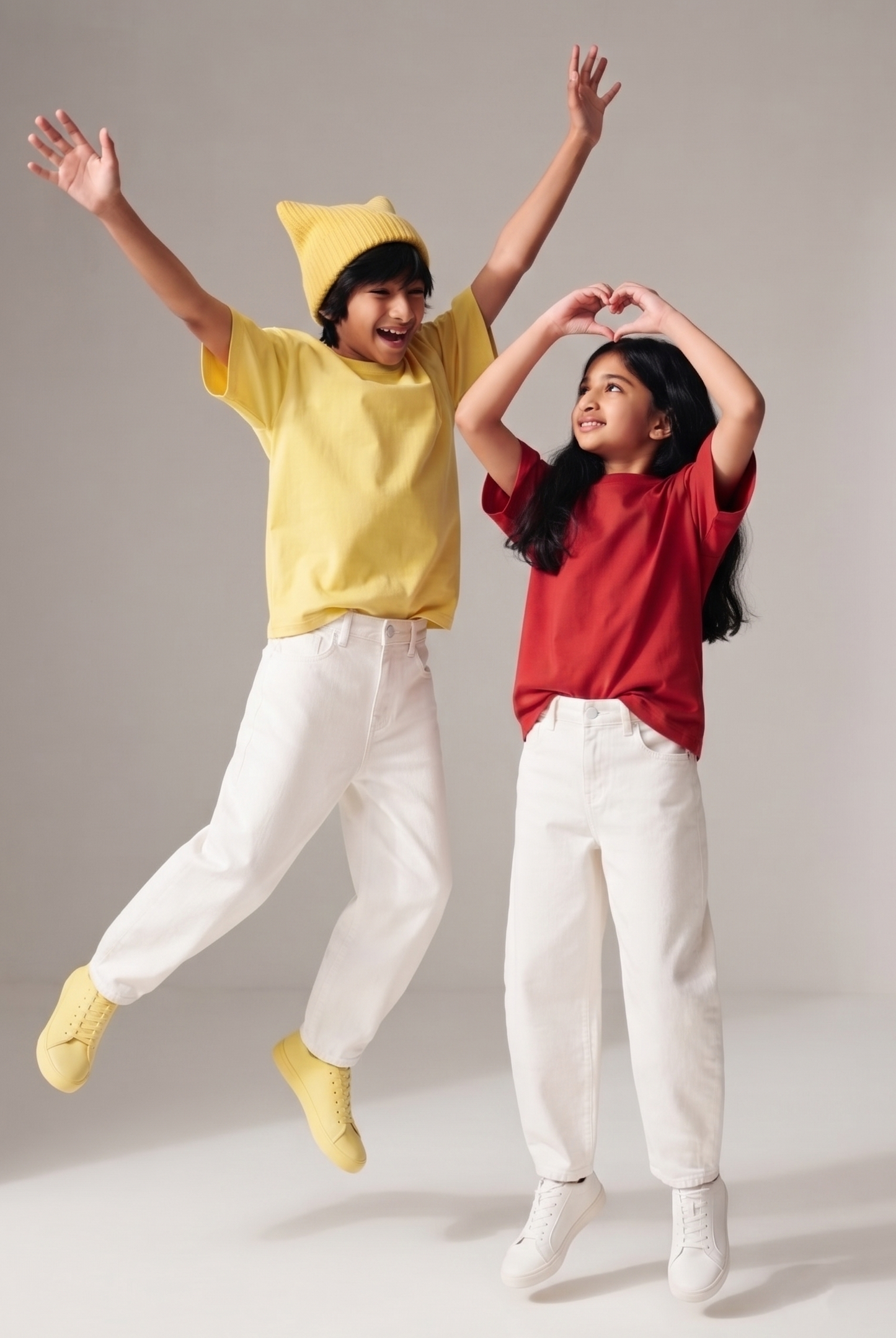 Boys & Girls Unisex White Stretchable Balloon Fit Denim Jeans