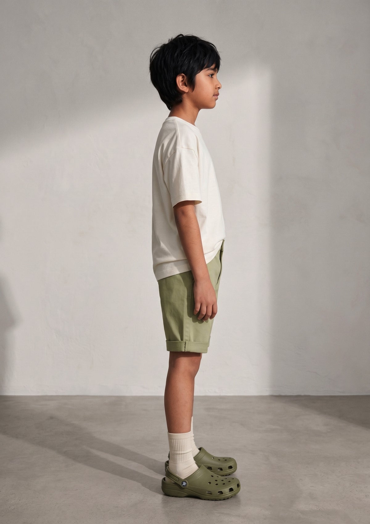 Boys Olive Cotton Twill Regular Fit Bermuda Shorts