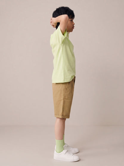 Boys Cream Cotton Twill Regular Fit Bermuda Shorts