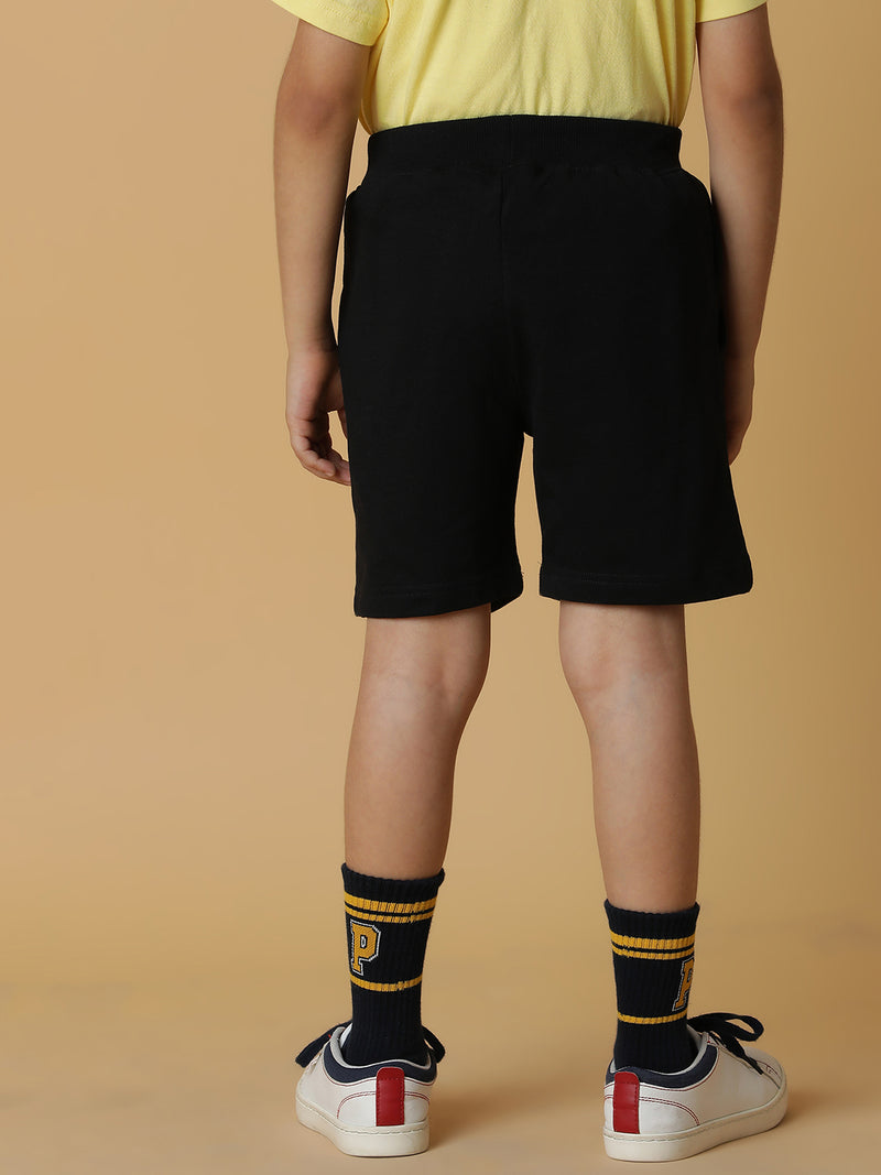 Boys Black Cotton Shorts