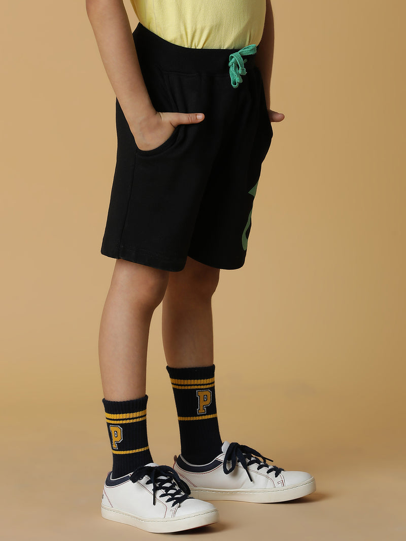 Boys Black Cotton Shorts