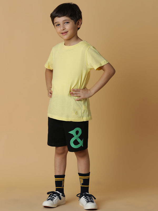 Boys Black Cotton Shorts