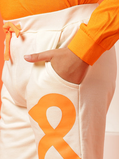 Boys White Cotton Printed Bermuda