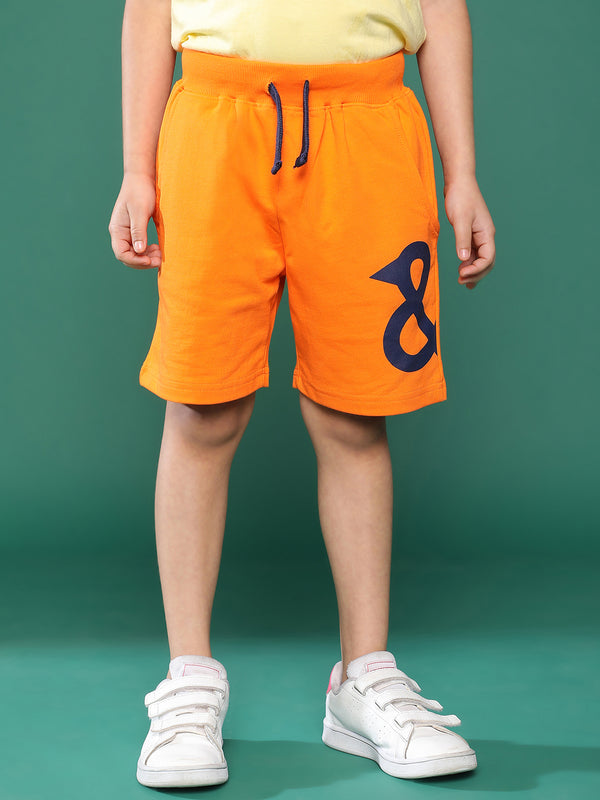 Boys Orange Printed Cotton Bermuda