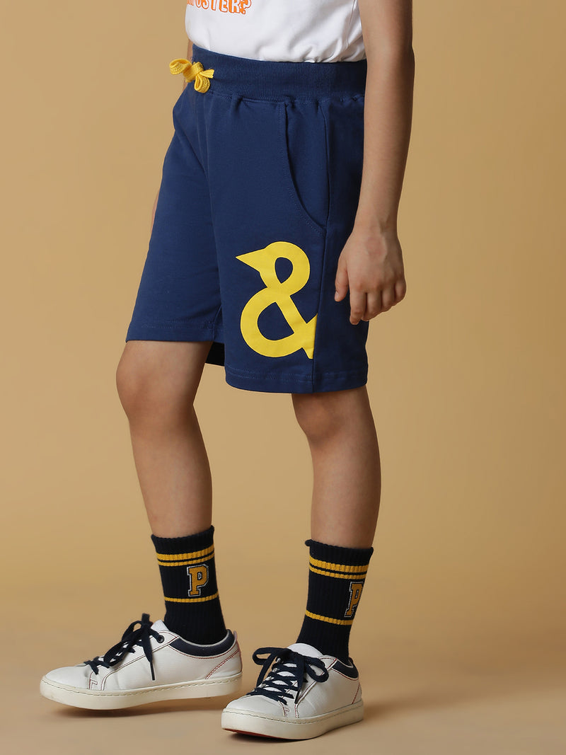 Boys Dark Blue Cotton Shorts