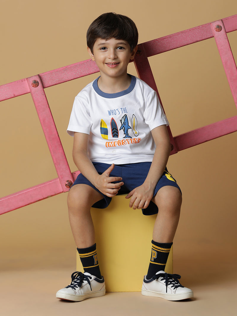 Boys Dark Blue Cotton Shorts