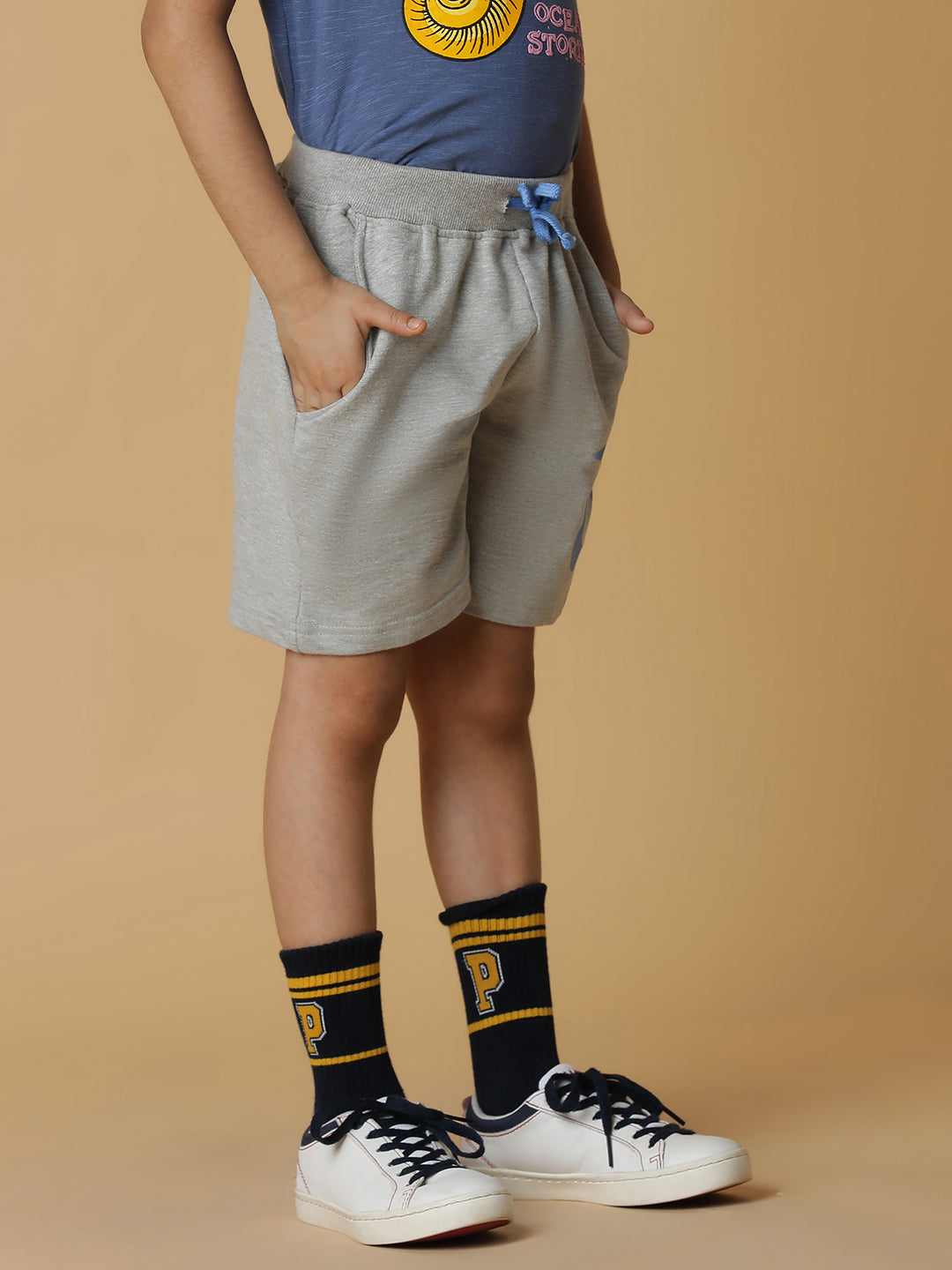 Boys Grey Cotton Shorts