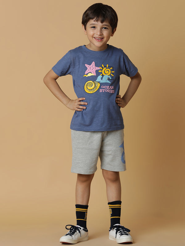 Boys Grey Cotton Shorts