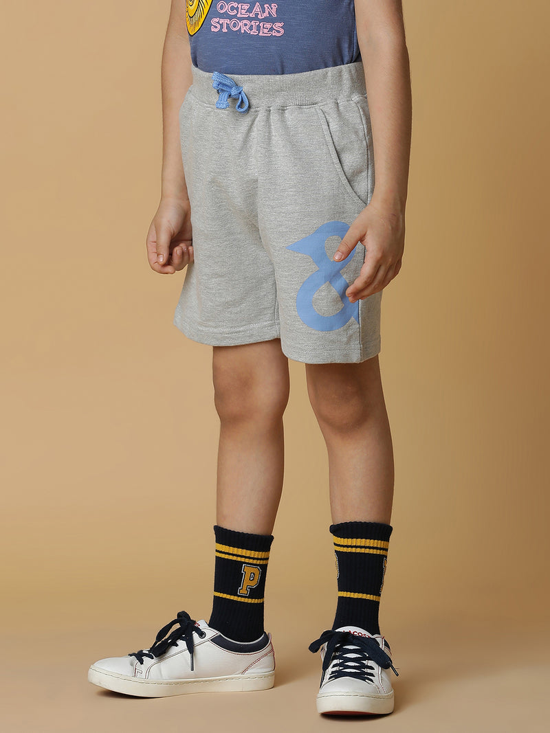 Boys Grey Cotton Shorts