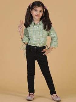 Girls Black Slim Fit Cotton Jeans