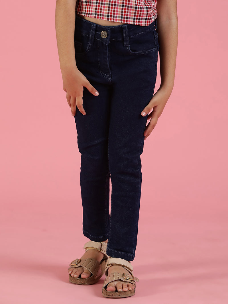 Girls Dark Blue Slim Fit Jeans