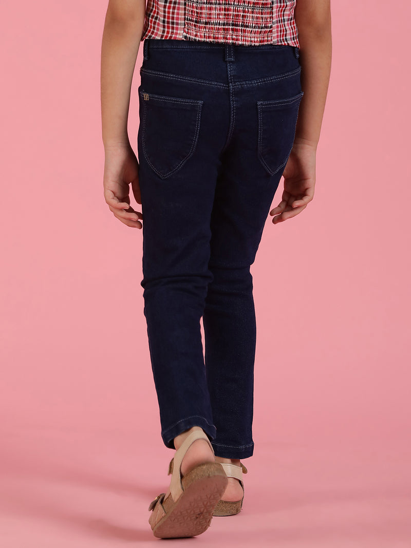 Girls Dark Blue Slim Fit Jeans