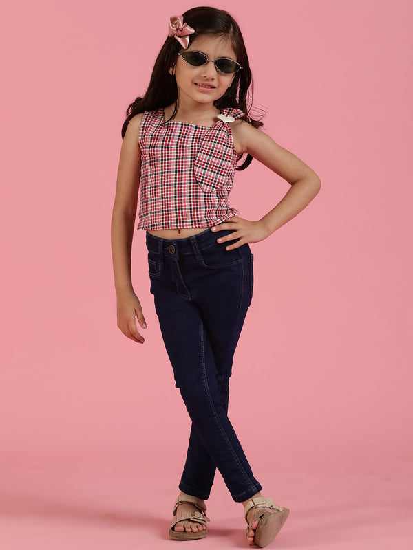 Girls Dark Blue Slim Fit Jeans