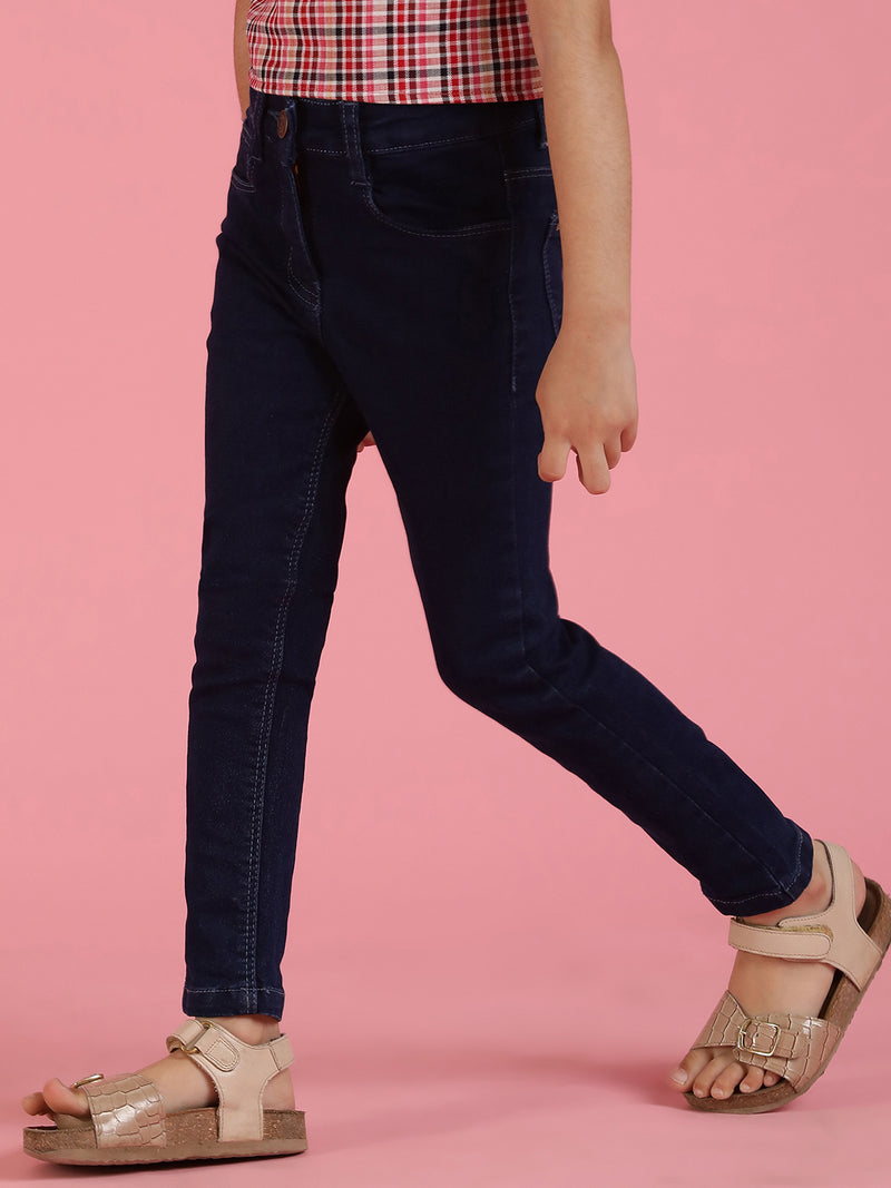 Girls Dark Blue Slim Fit Jeans