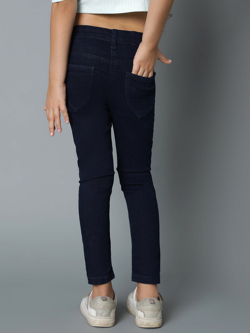 Girls Dark Blue Slim Fit Jeans