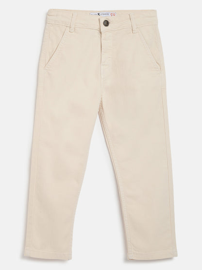 Boys Cream Slim Fit Trousers